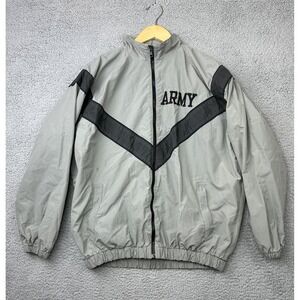 US Army IPFU PT Jacket Physical Fitness Uniform Windbreaker Gray Small Long